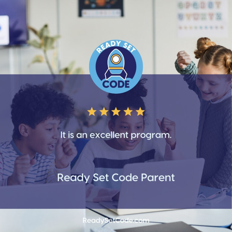 Parent testimonial stating satisfaction with Ready Set Code’s coding courses